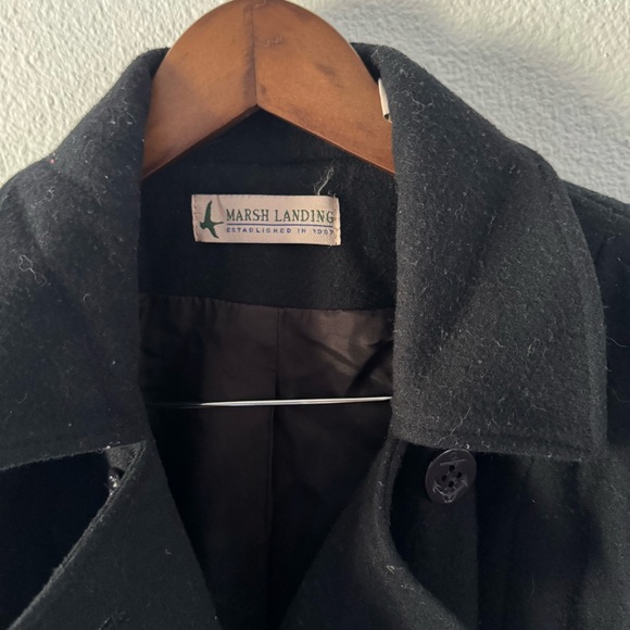 Marsh Landing Vintage Nautical Black Wool Blend Double-Breasted Coat Large - Picture 4 of 10